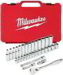 Набір головок хромованих метричних 3/8'' Milwaukee з храповиком, 32шт (4932464945)